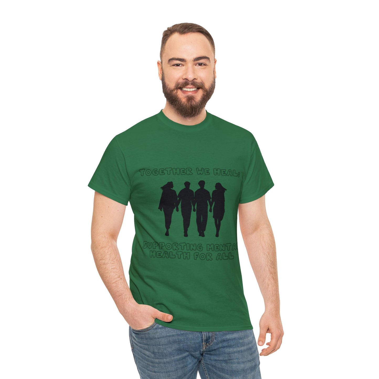 Unisex Heavy Cotton Tee - Together We Heal: Supporting Mental Health for All