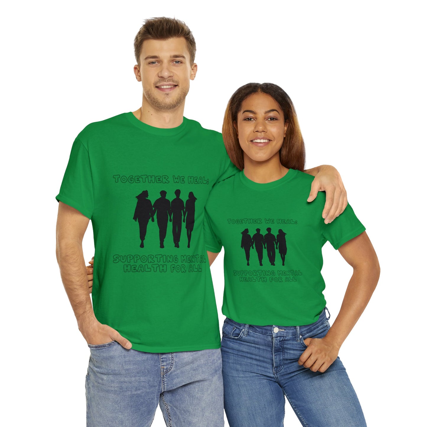 Unisex Heavy Cotton Tee - Together We Heal: Supporting Mental Health for All