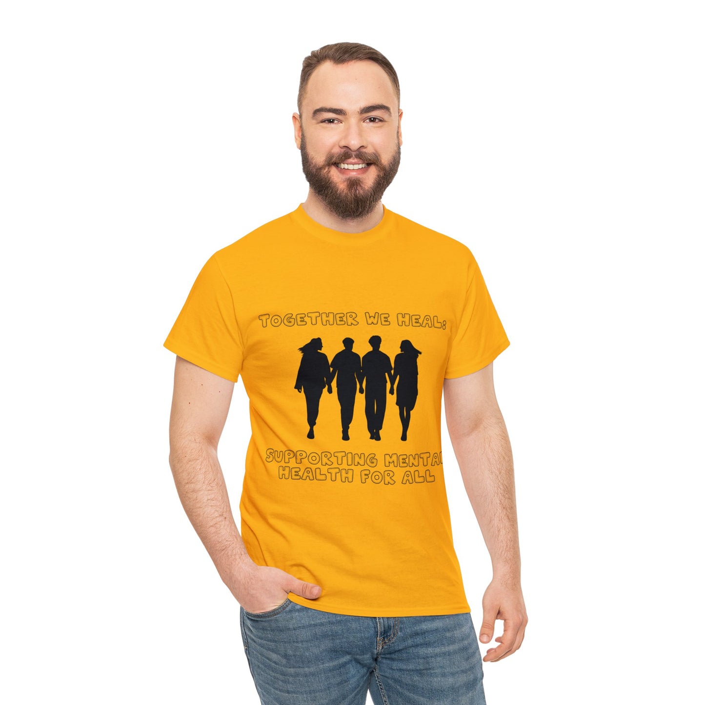Unisex Heavy Cotton Tee - Together We Heal: Supporting Mental Health for All