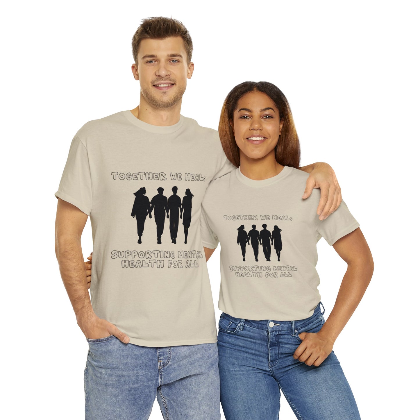 Unisex Heavy Cotton Tee - Together We Heal: Supporting Mental Health for All