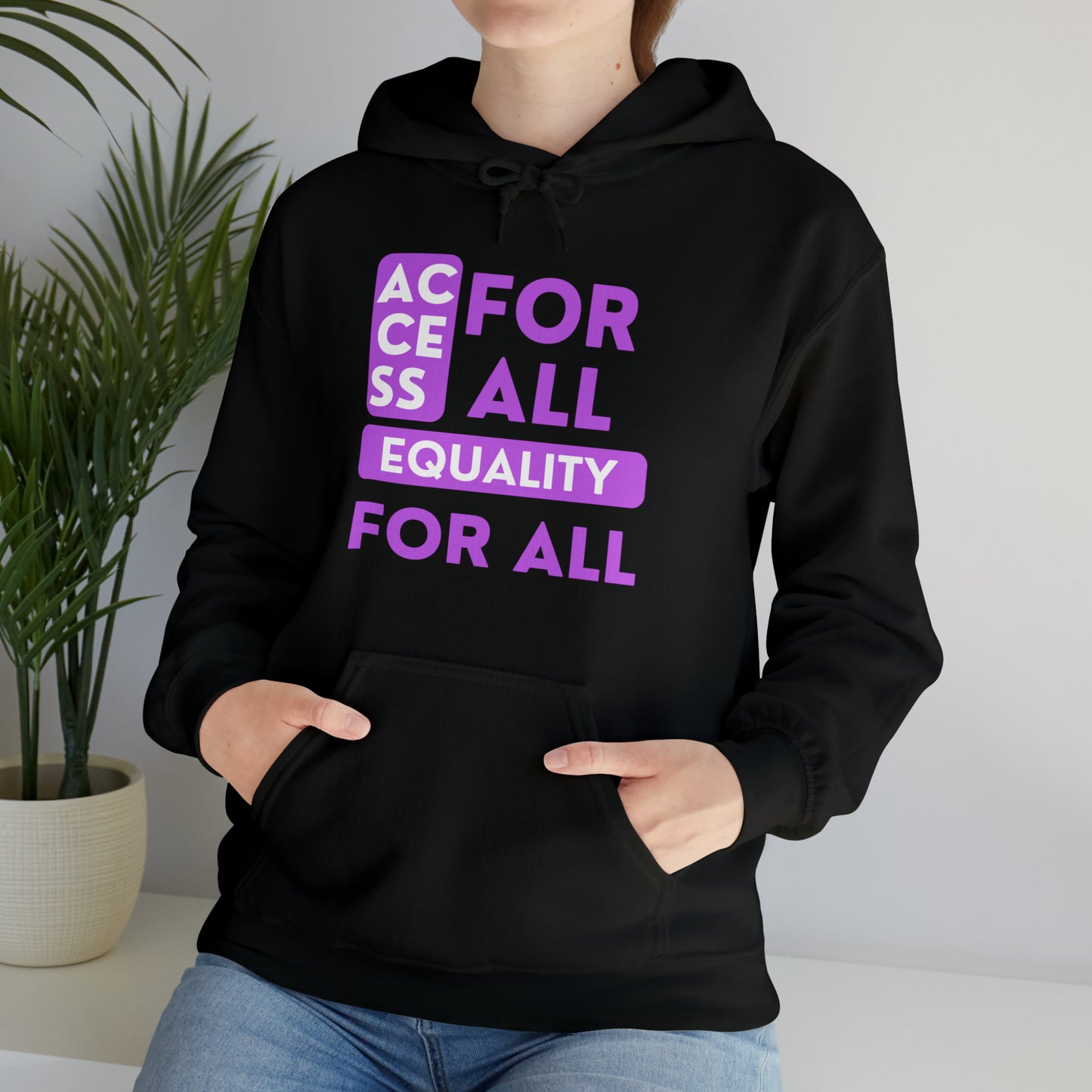 Unisex Heavy Hooded Sweatshirt - Access for All, Equality for All