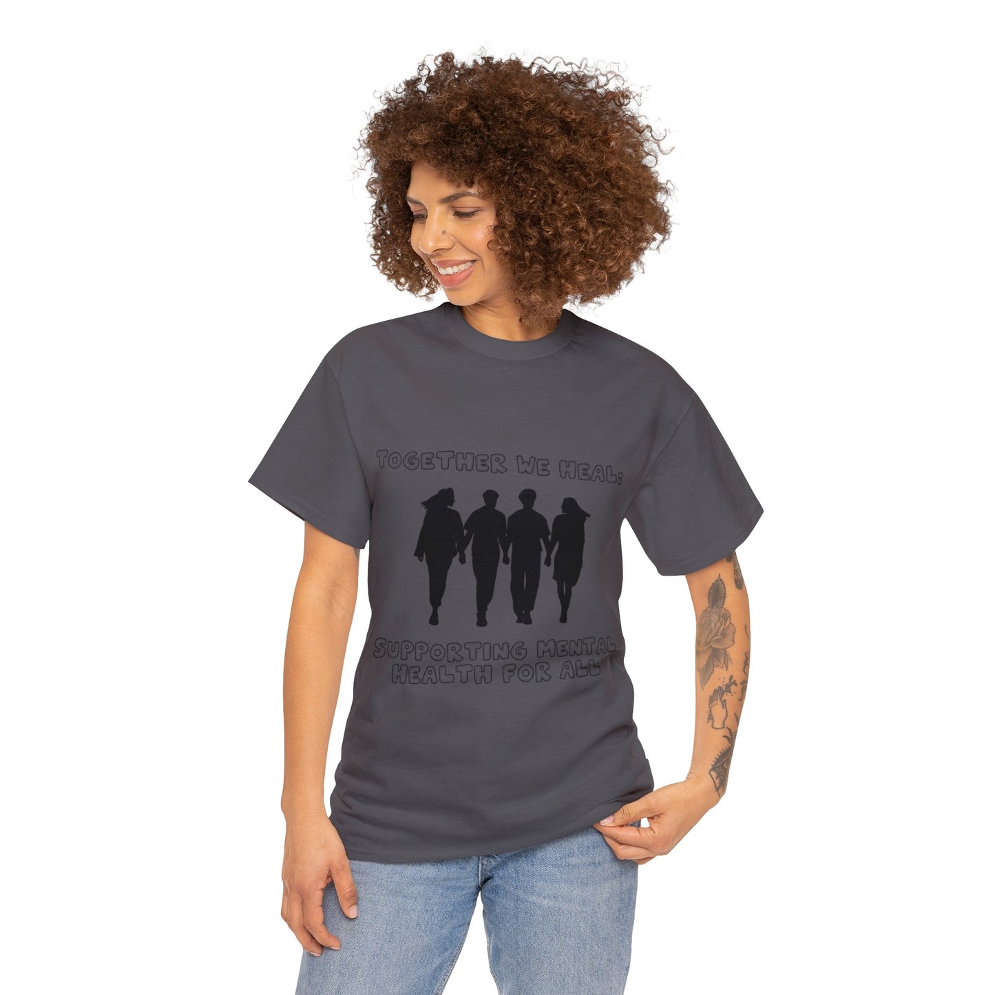 Unisex Heavy Cotton Tee - Together We Heal: Supporting Mental Health for All