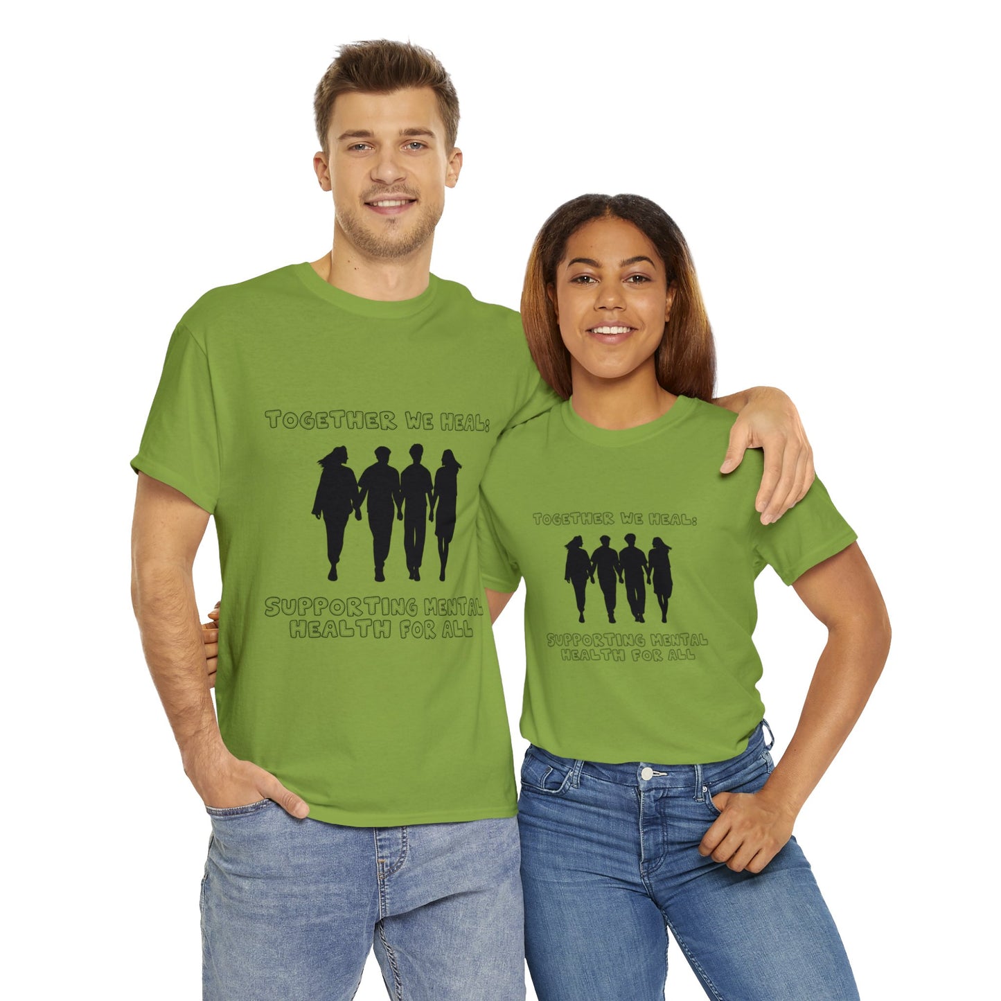 Unisex Heavy Cotton Tee - Together We Heal: Supporting Mental Health for All