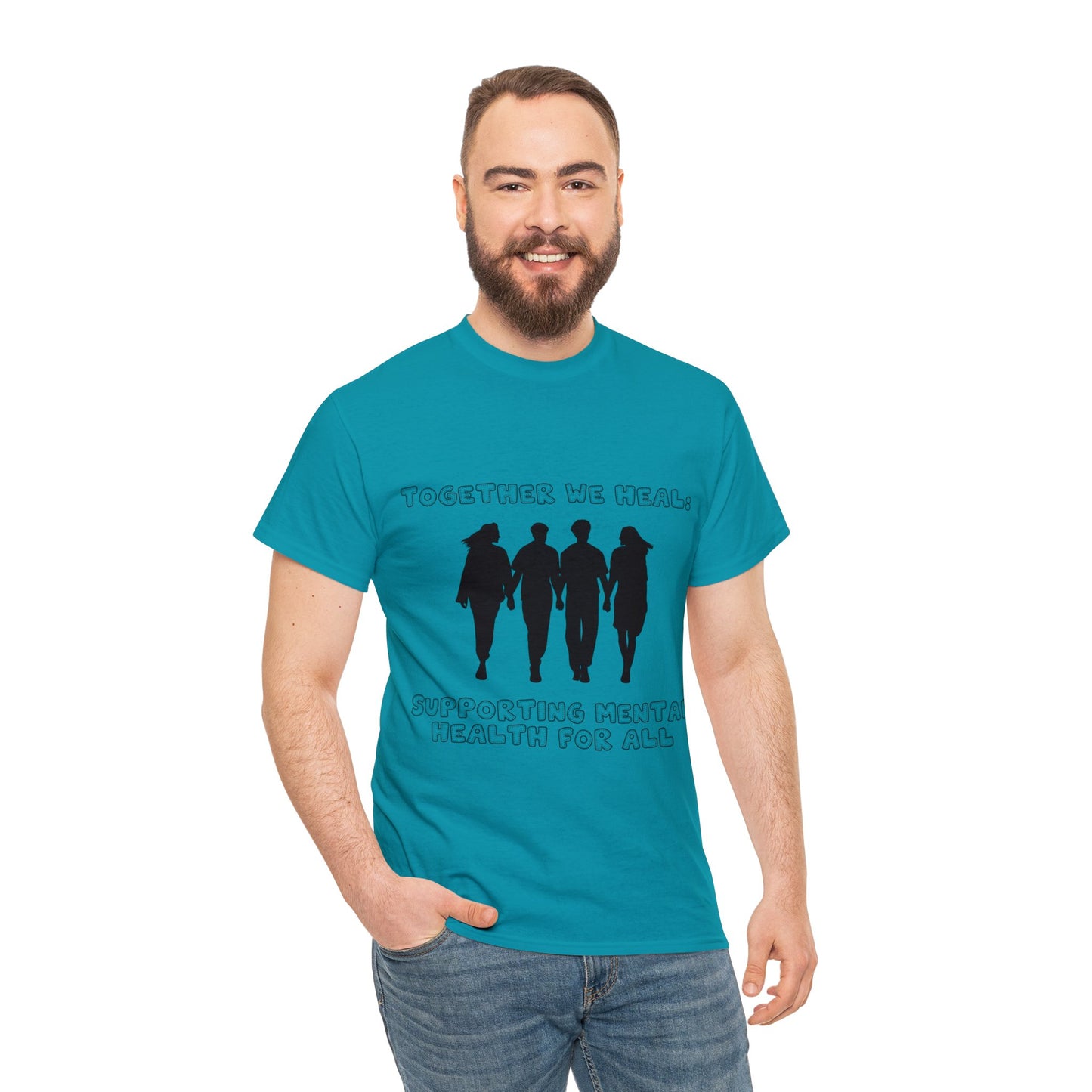 Unisex Heavy Cotton Tee - Together We Heal: Supporting Mental Health for All