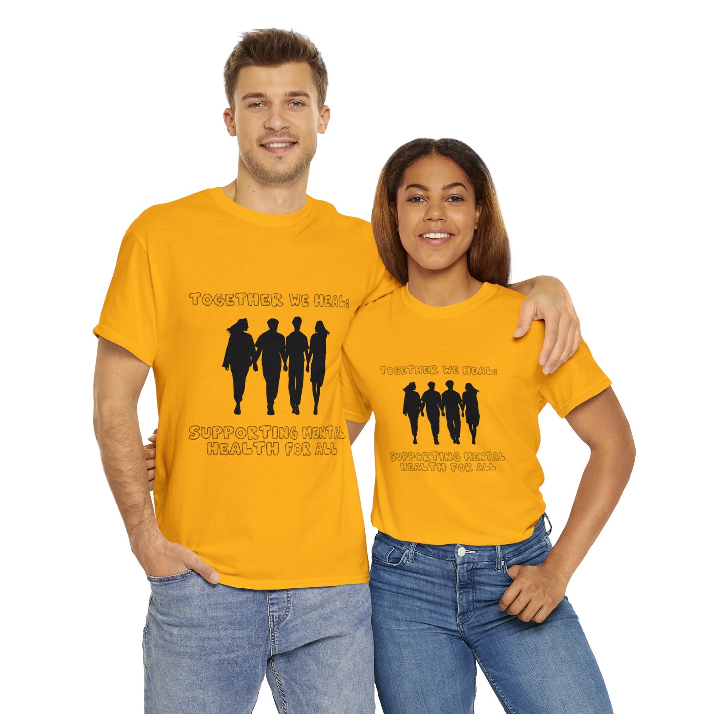 Unisex Heavy Cotton Tee - Together We Heal: Supporting Mental Health for All