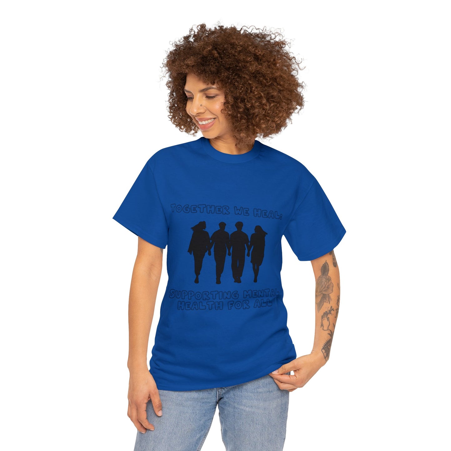 Unisex Heavy Cotton Tee - Together We Heal: Supporting Mental Health for All