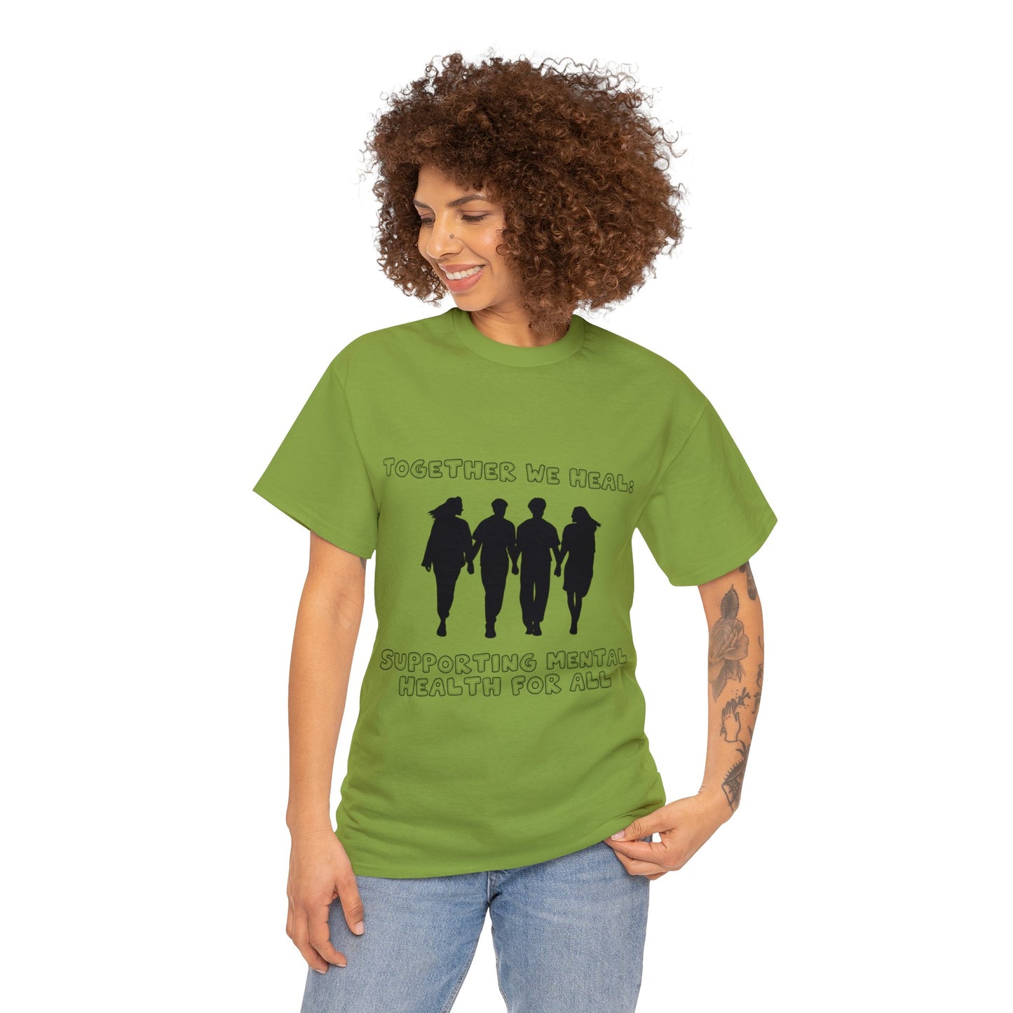 Unisex Heavy Cotton Tee - Together We Heal: Supporting Mental Health for All