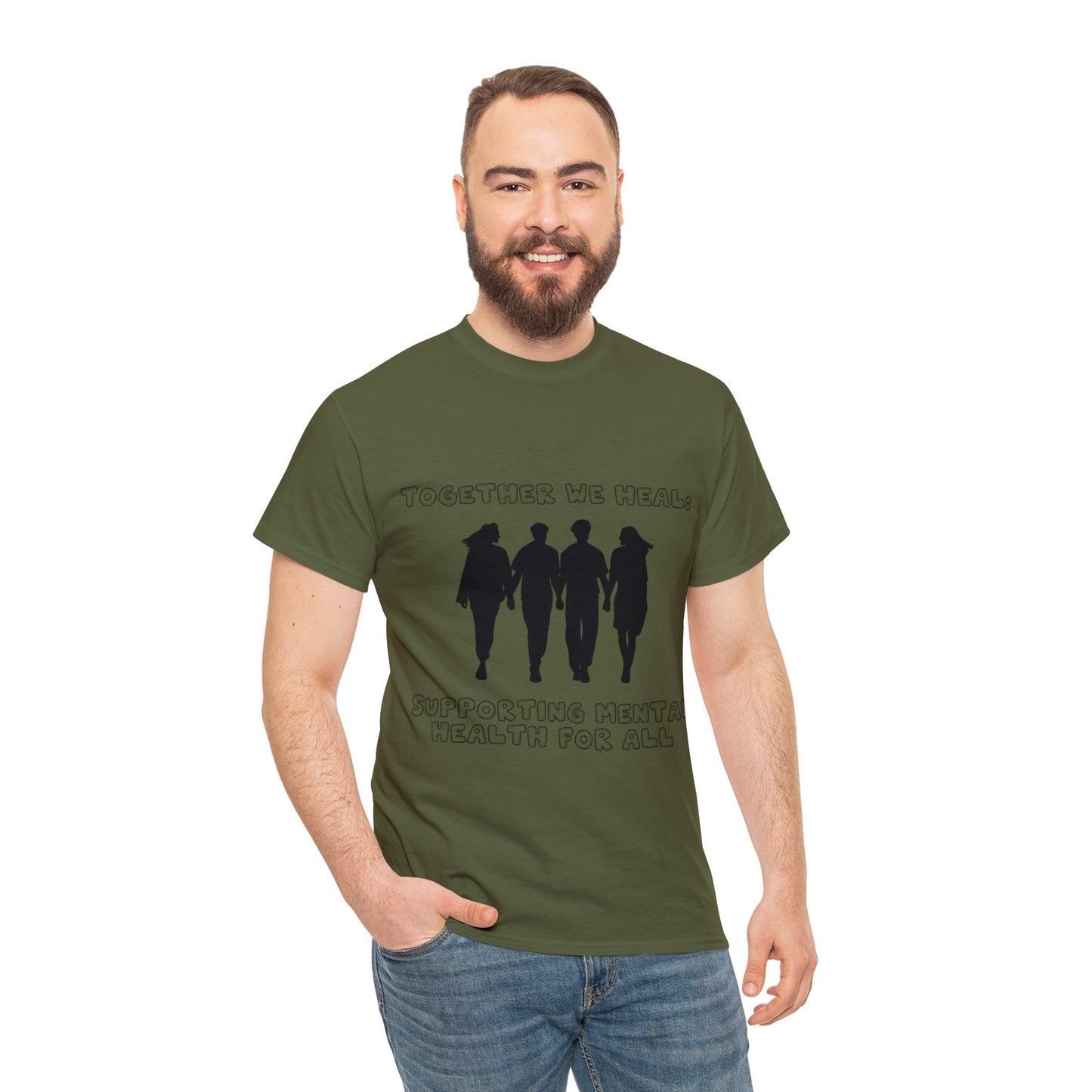 Unisex Heavy Cotton Tee - Together We Heal: Supporting Mental Health for All