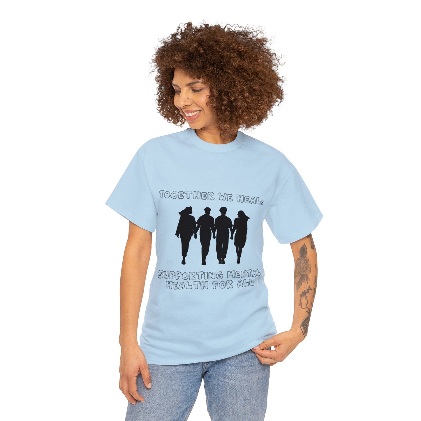 Unisex Heavy Cotton Tee - Together We Heal: Supporting Mental Health for All