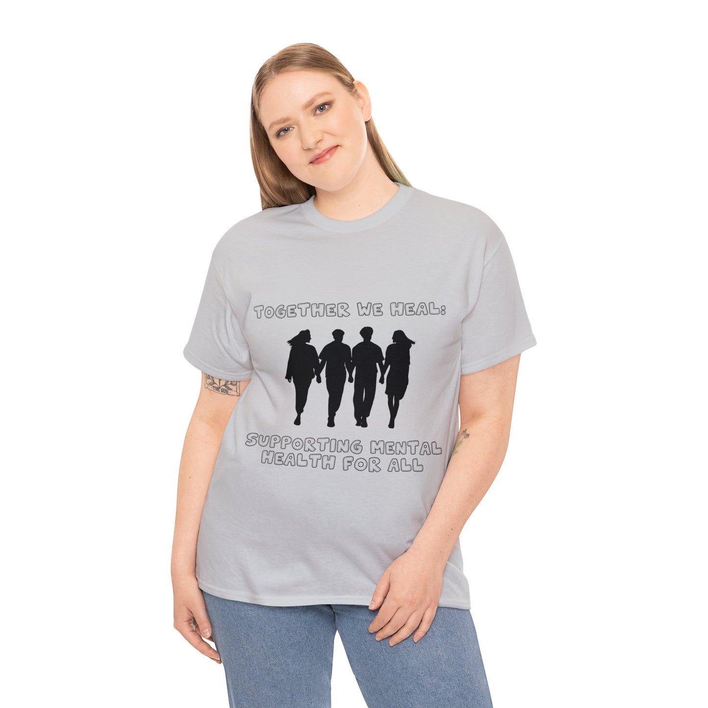 Unisex Heavy Cotton Tee - Together We Heal: Supporting Mental Health for All