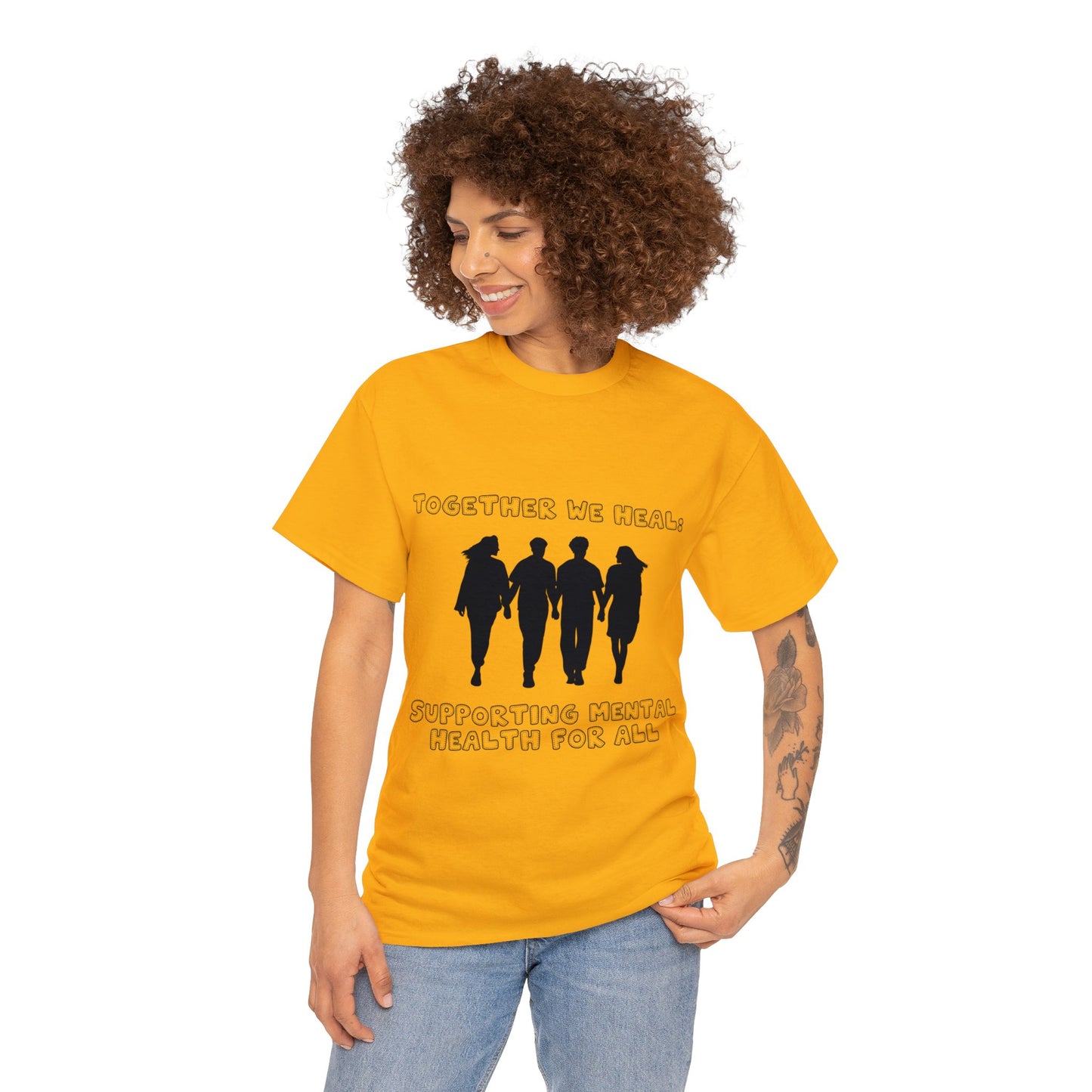Unisex Heavy Cotton Tee - Together We Heal: Supporting Mental Health for All