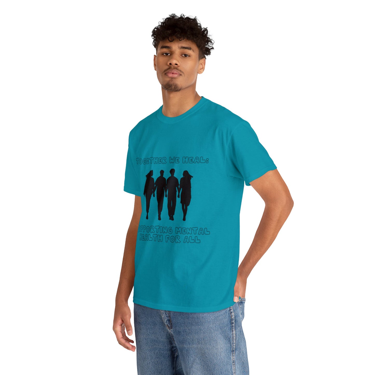Unisex Heavy Cotton Tee - Together We Heal: Supporting Mental Health for All