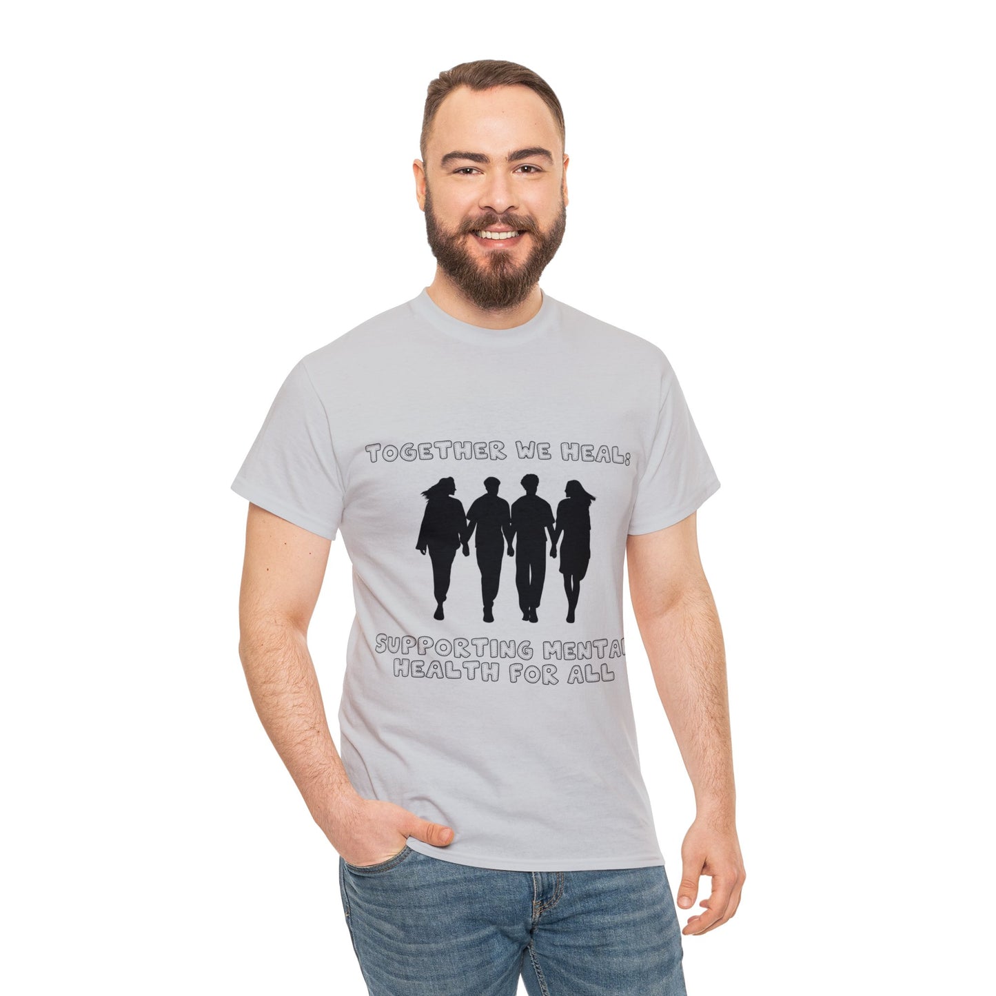 Unisex Heavy Cotton Tee - Together We Heal: Supporting Mental Health for All