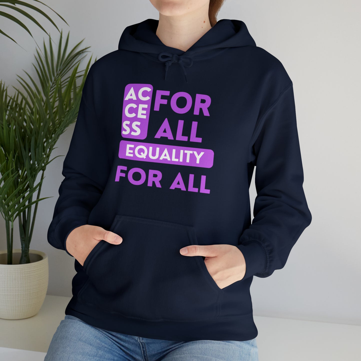 Unisex Heavy Hooded Sweatshirt - Access for All, Equality for All