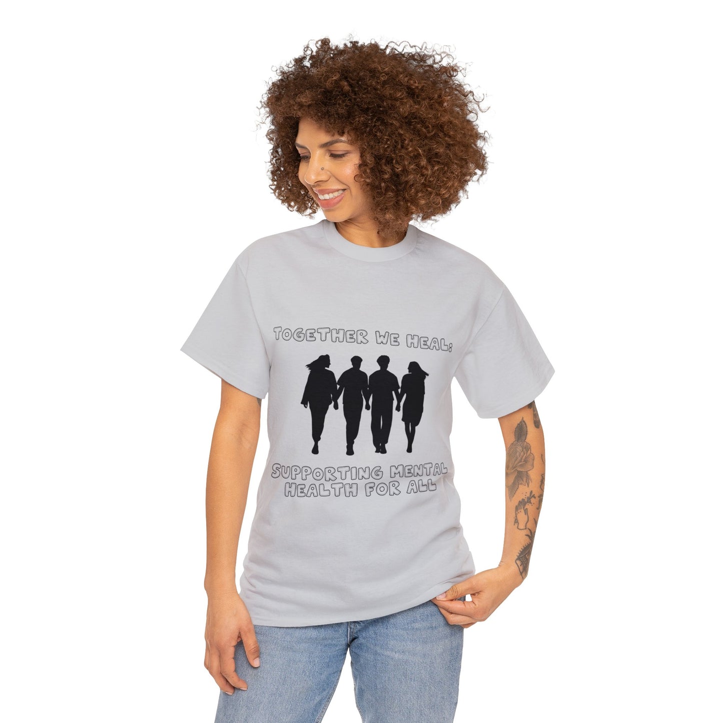 Unisex Heavy Cotton Tee - Together We Heal: Supporting Mental Health for All