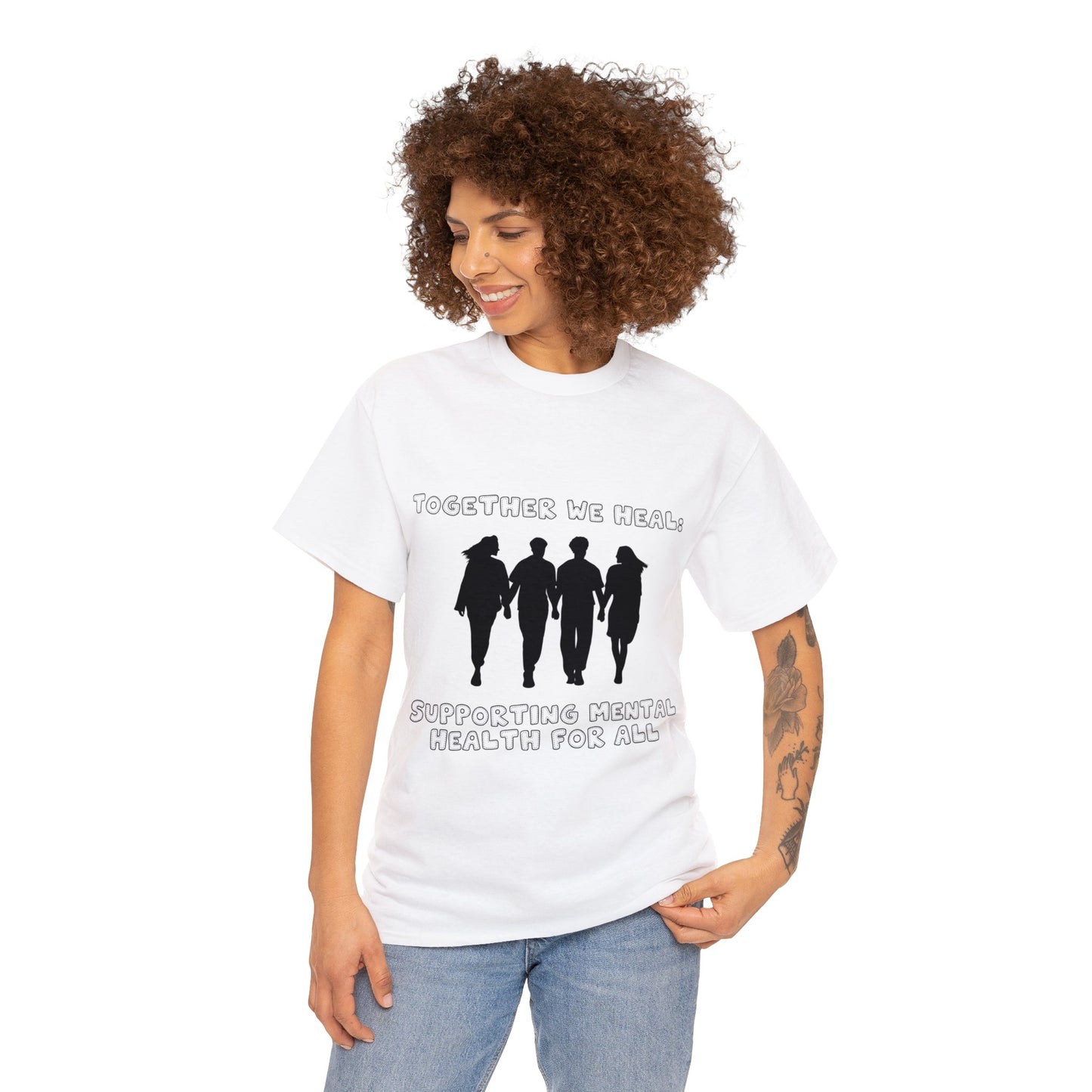Unisex Heavy Cotton Tee - Together We Heal: Supporting Mental Health for All