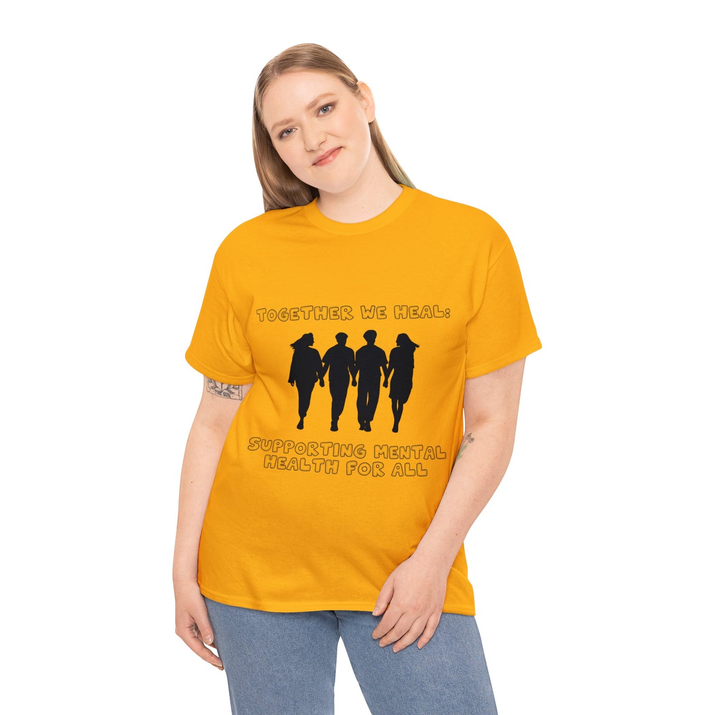 Unisex Heavy Cotton Tee - Together We Heal: Supporting Mental Health for All