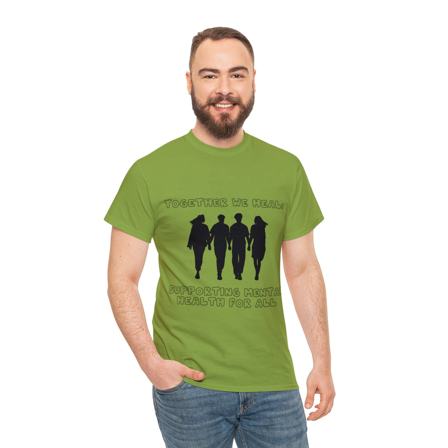 Unisex Heavy Cotton Tee - Together We Heal: Supporting Mental Health for All