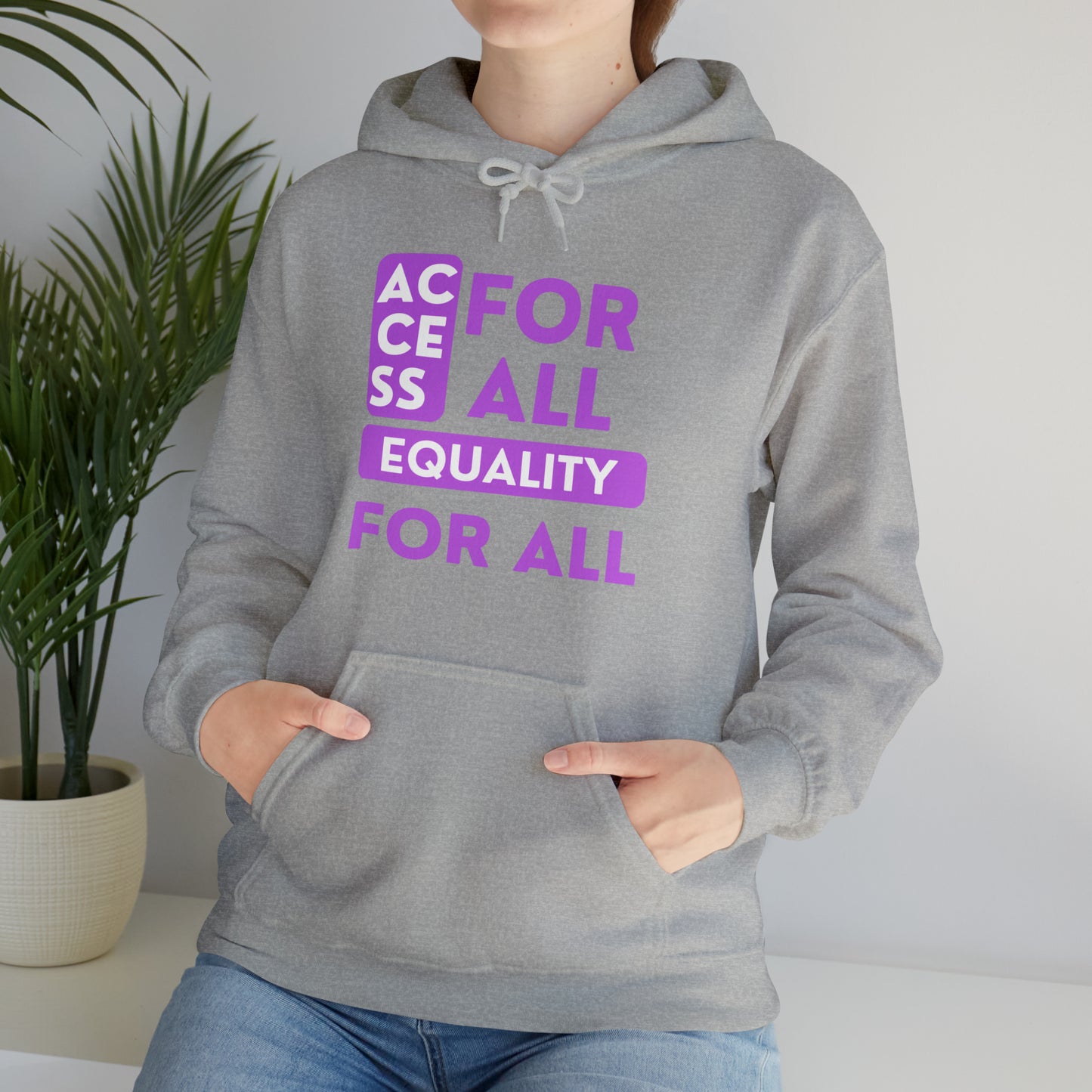 Unisex Heavy Hooded Sweatshirt - Access for All, Equality for All