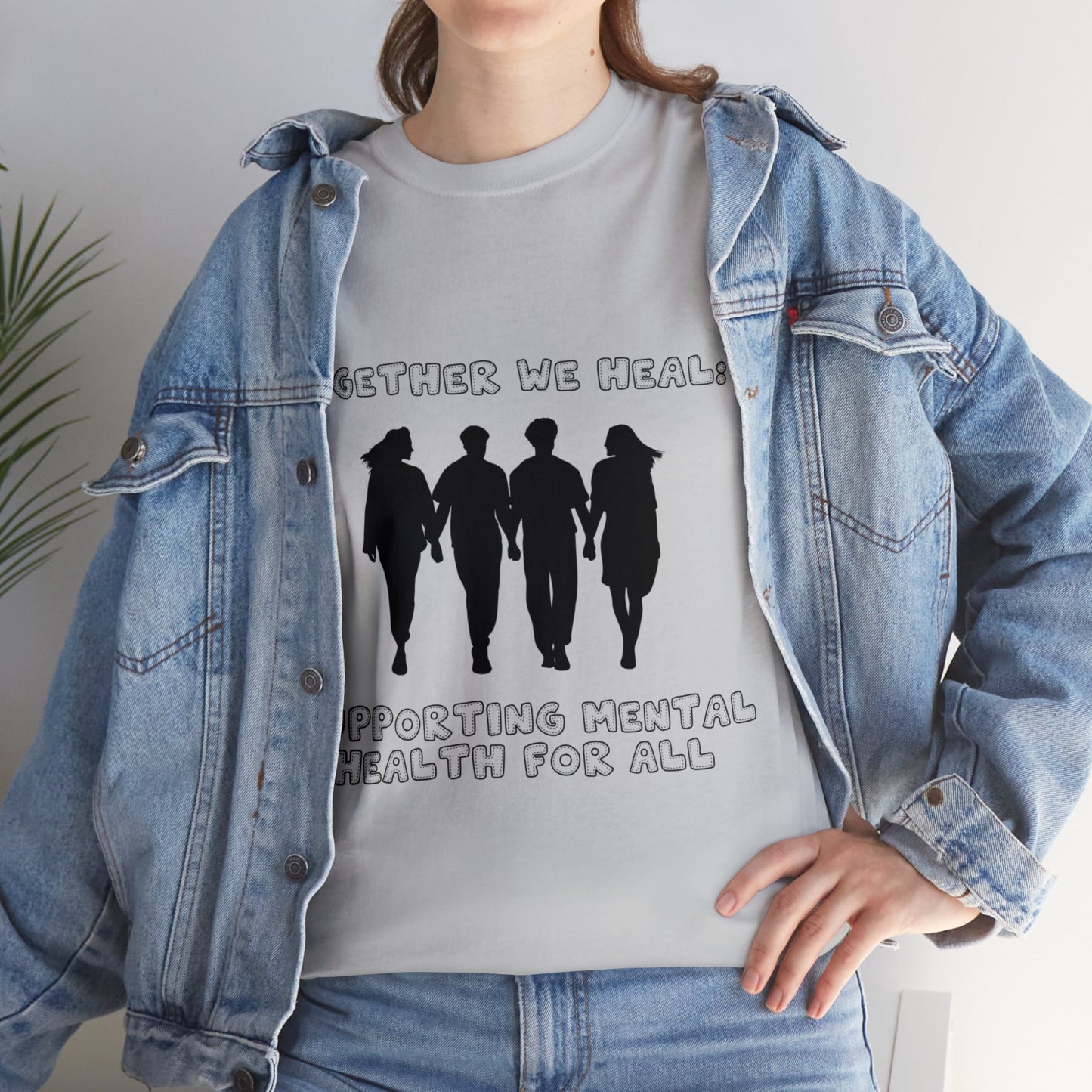 Unisex Heavy Cotton Tee - Together We Heal: Supporting Mental Health for All