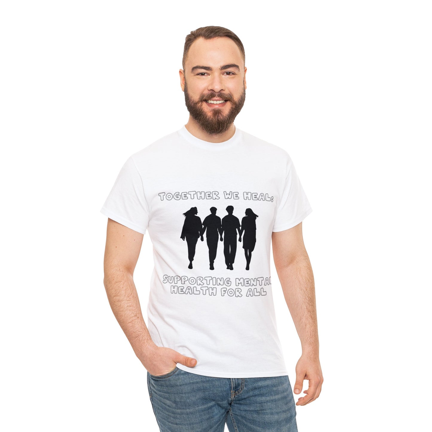 Unisex Heavy Cotton Tee - Together We Heal: Supporting Mental Health for All