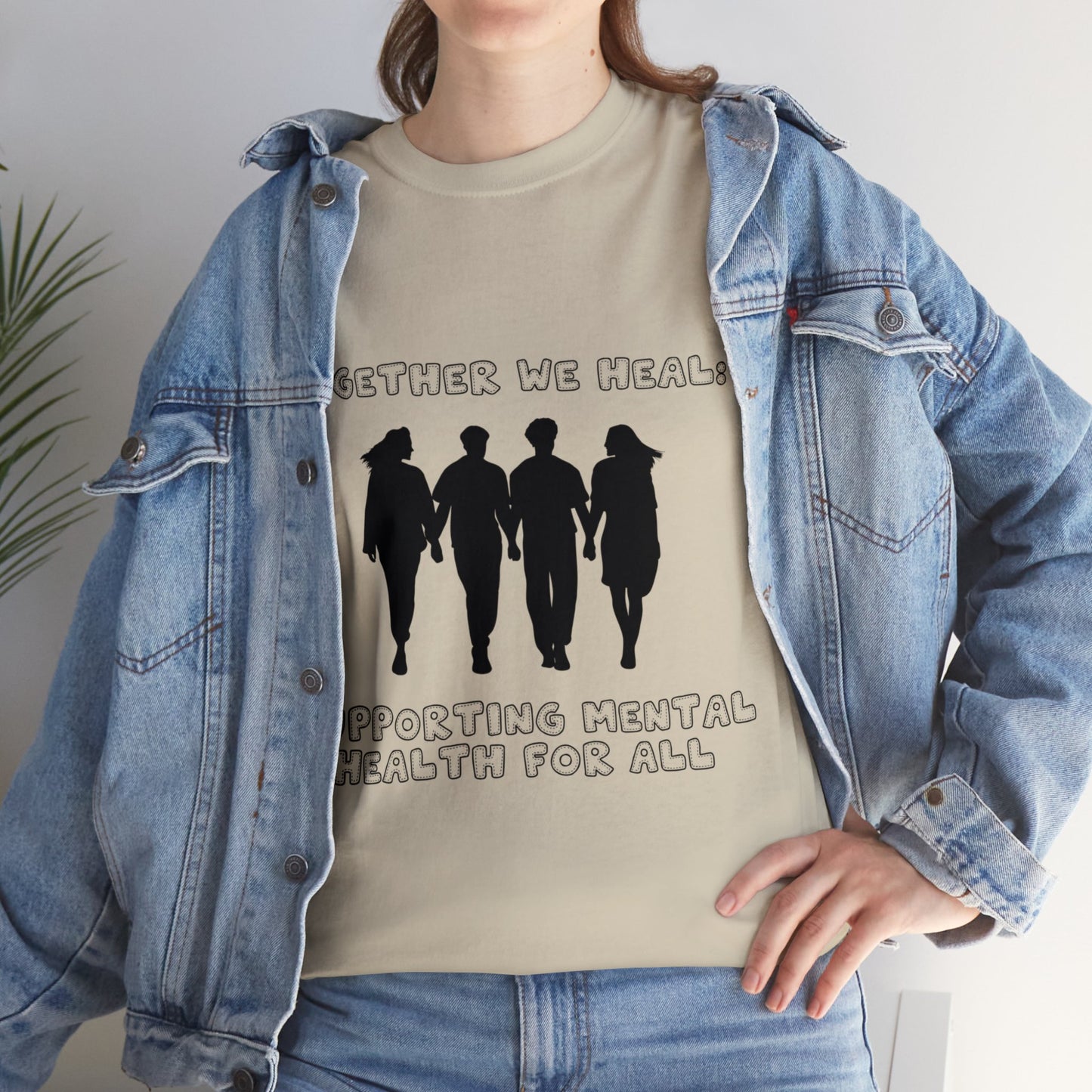 Unisex Heavy Cotton Tee - Together We Heal: Supporting Mental Health for All