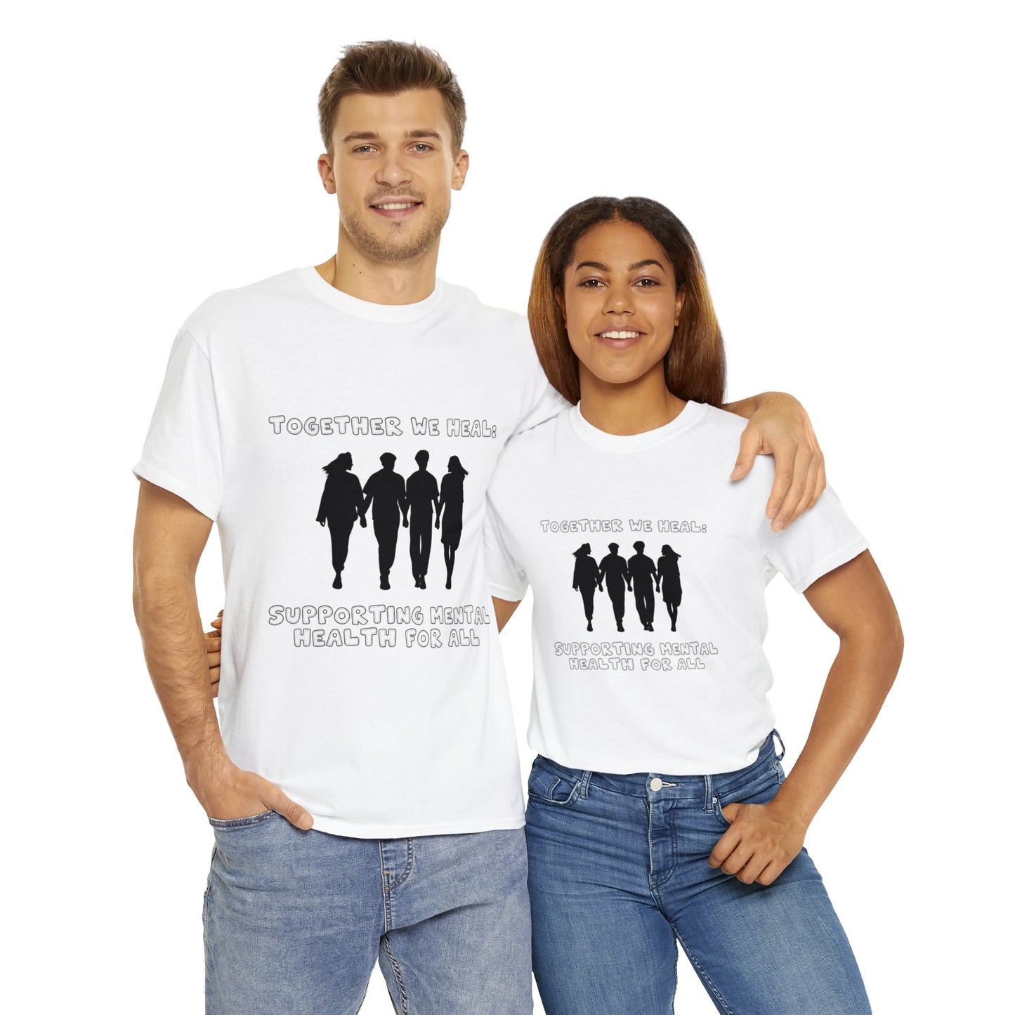 Unisex Heavy Cotton Tee - Together We Heal: Supporting Mental Health for All