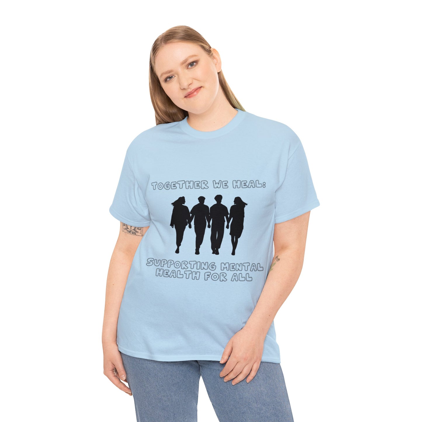 Unisex Heavy Cotton Tee - Together We Heal: Supporting Mental Health for All