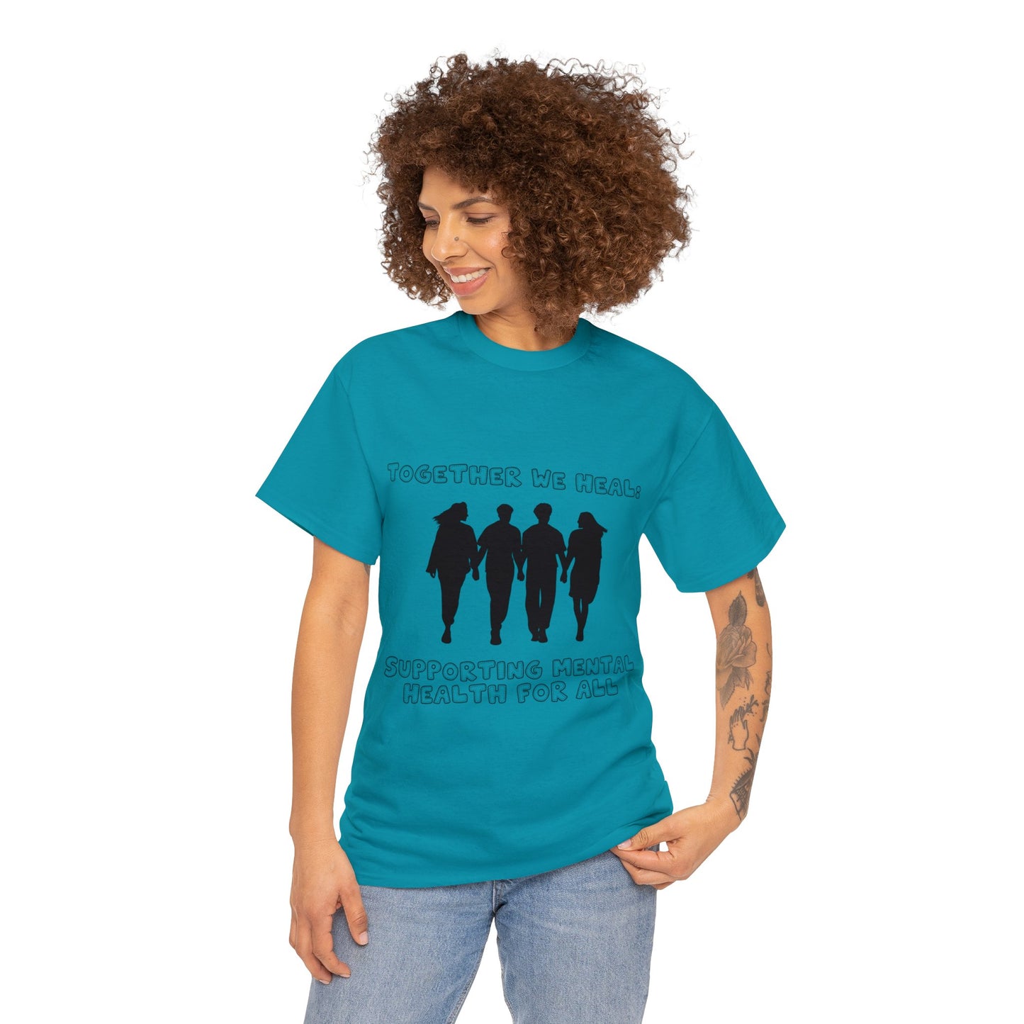Unisex Heavy Cotton Tee - Together We Heal: Supporting Mental Health for All