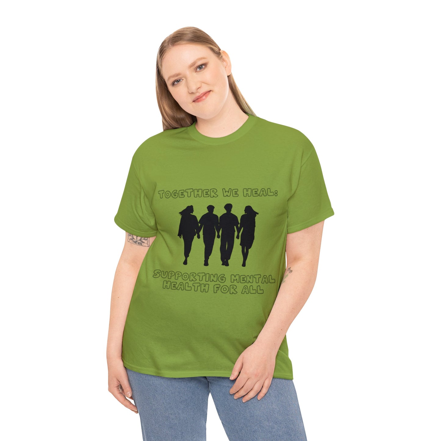 Unisex Heavy Cotton Tee - Together We Heal: Supporting Mental Health for All