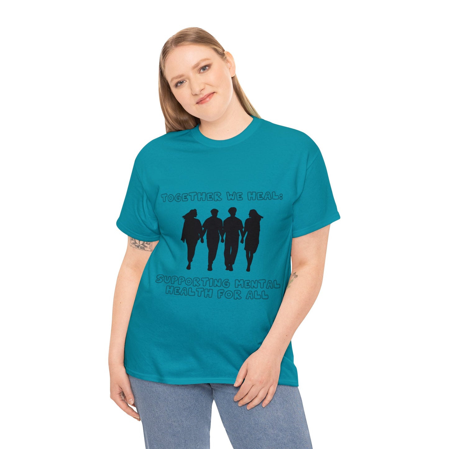 Unisex Heavy Cotton Tee - Together We Heal: Supporting Mental Health for All