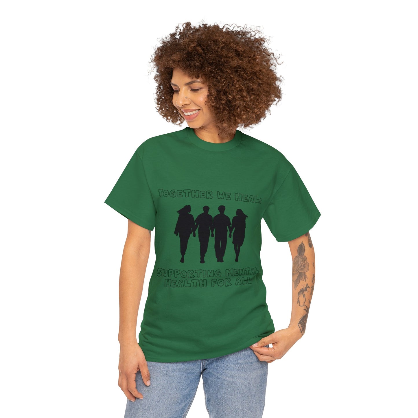 Unisex Heavy Cotton Tee - Together We Heal: Supporting Mental Health for All