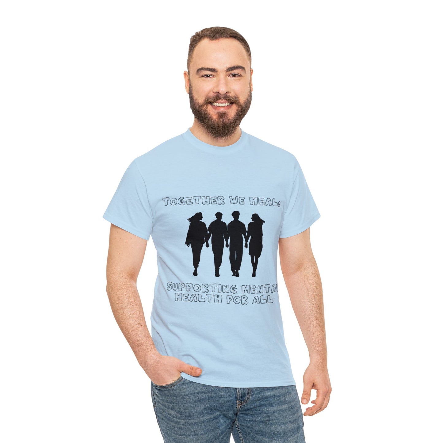Unisex Heavy Cotton Tee - Together We Heal: Supporting Mental Health for All