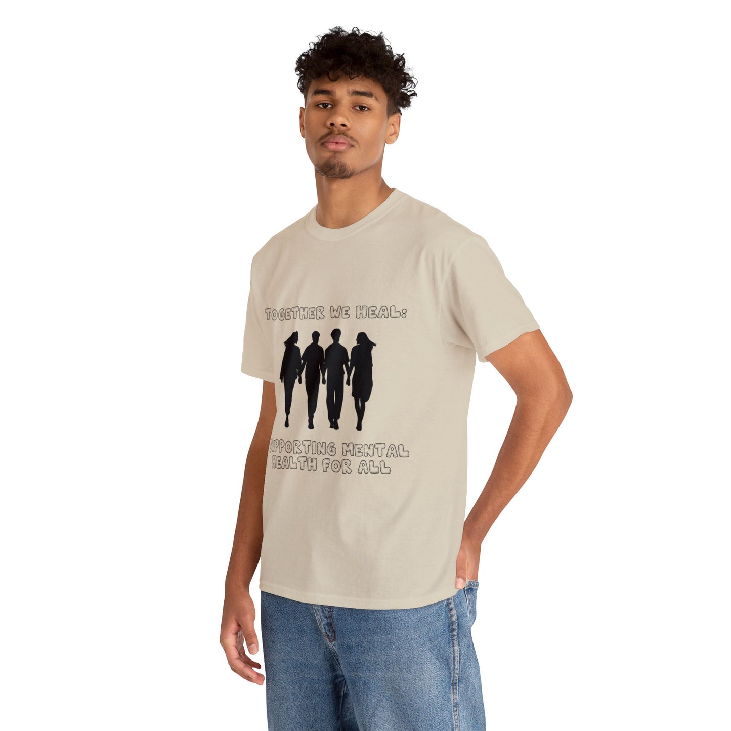 Unisex Heavy Cotton Tee - Together We Heal: Supporting Mental Health for All