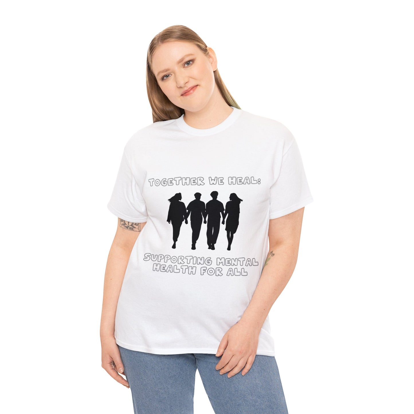 Unisex Heavy Cotton Tee - Together We Heal: Supporting Mental Health for All