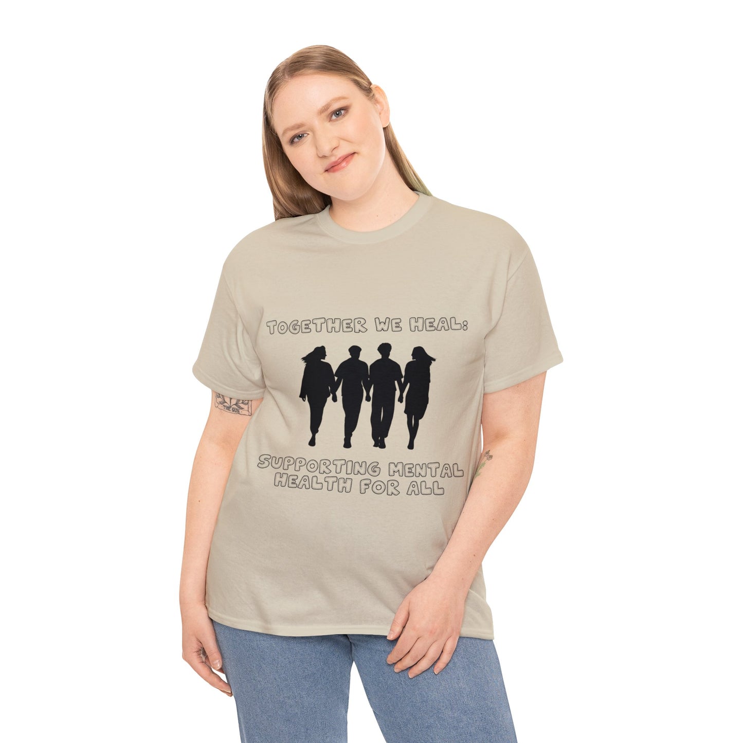 Unisex Heavy Cotton Tee - Together We Heal: Supporting Mental Health for All