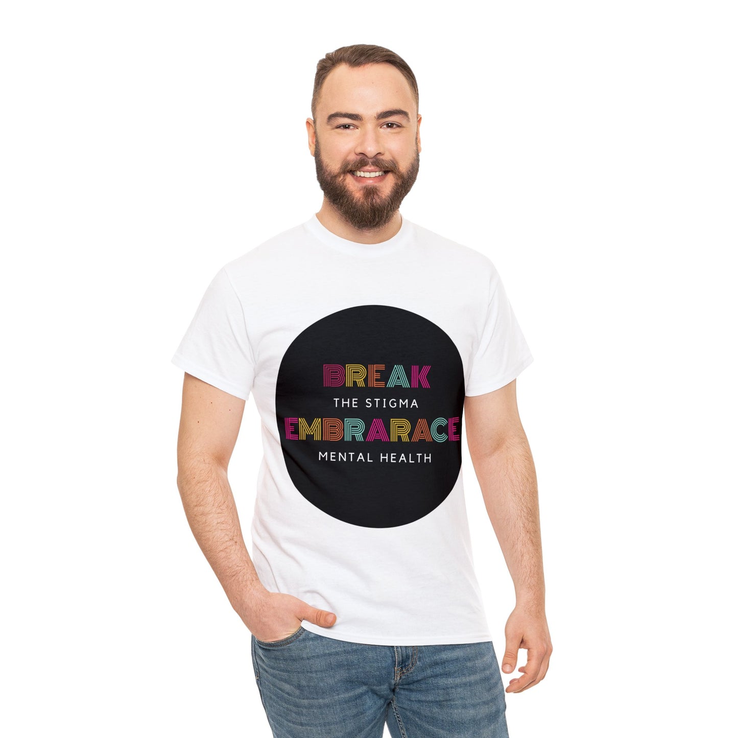 Unisex Heavy Cotton Tee - Break the Stigma, Embrace Mental Health