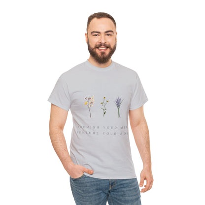 Unisex Heavy Cotton Tee - Nourish Your Mind, Nurture Your Soul