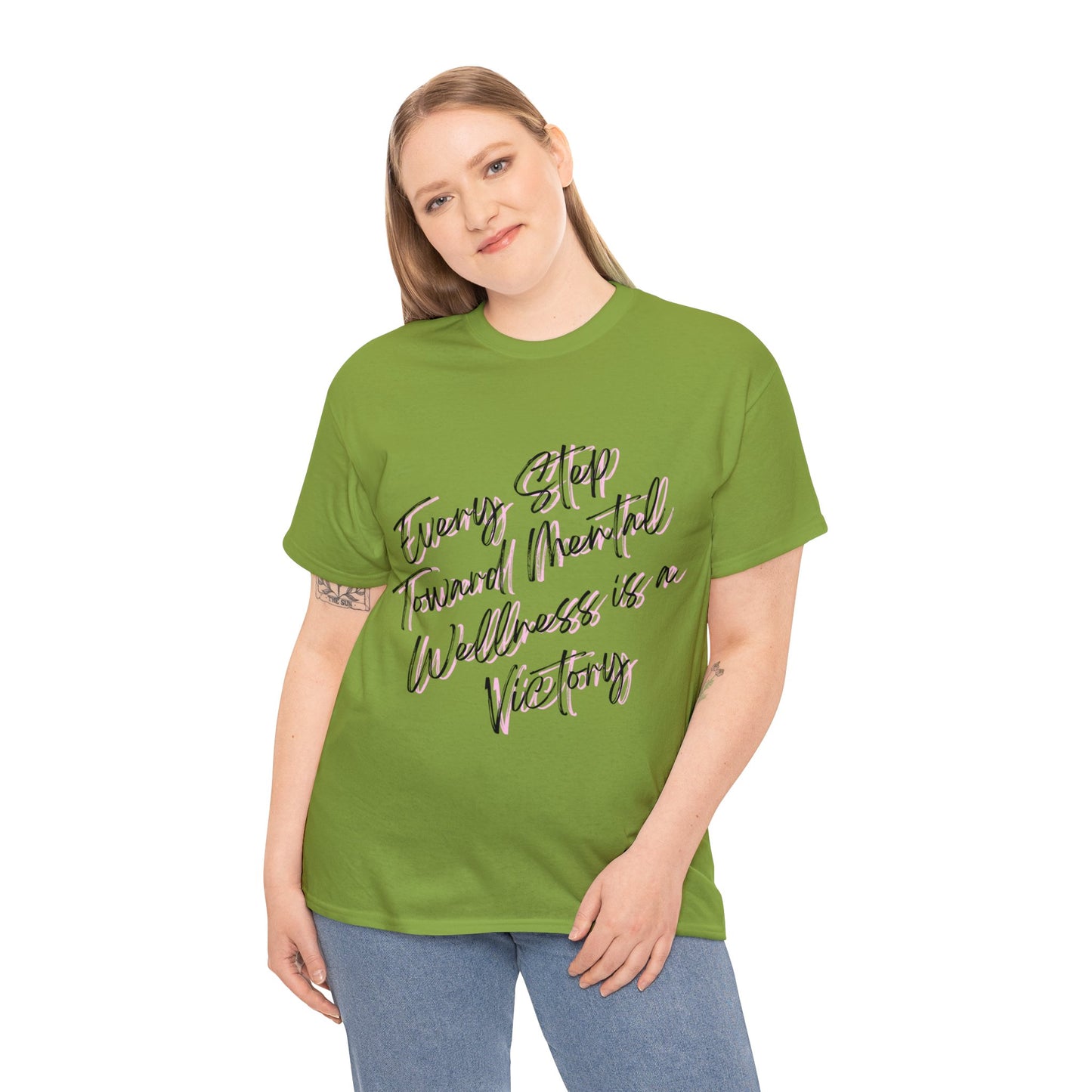 Unisex Heavy Cotton Tee - Every Step Toward Mental Wellness is a Victory