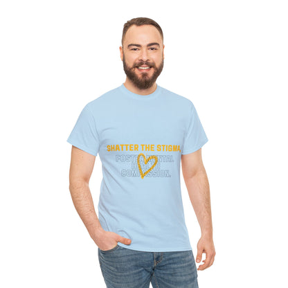 Unisex Heavy Cotton Tee - Shatter the Stigma, Foster Mental Health Compassion