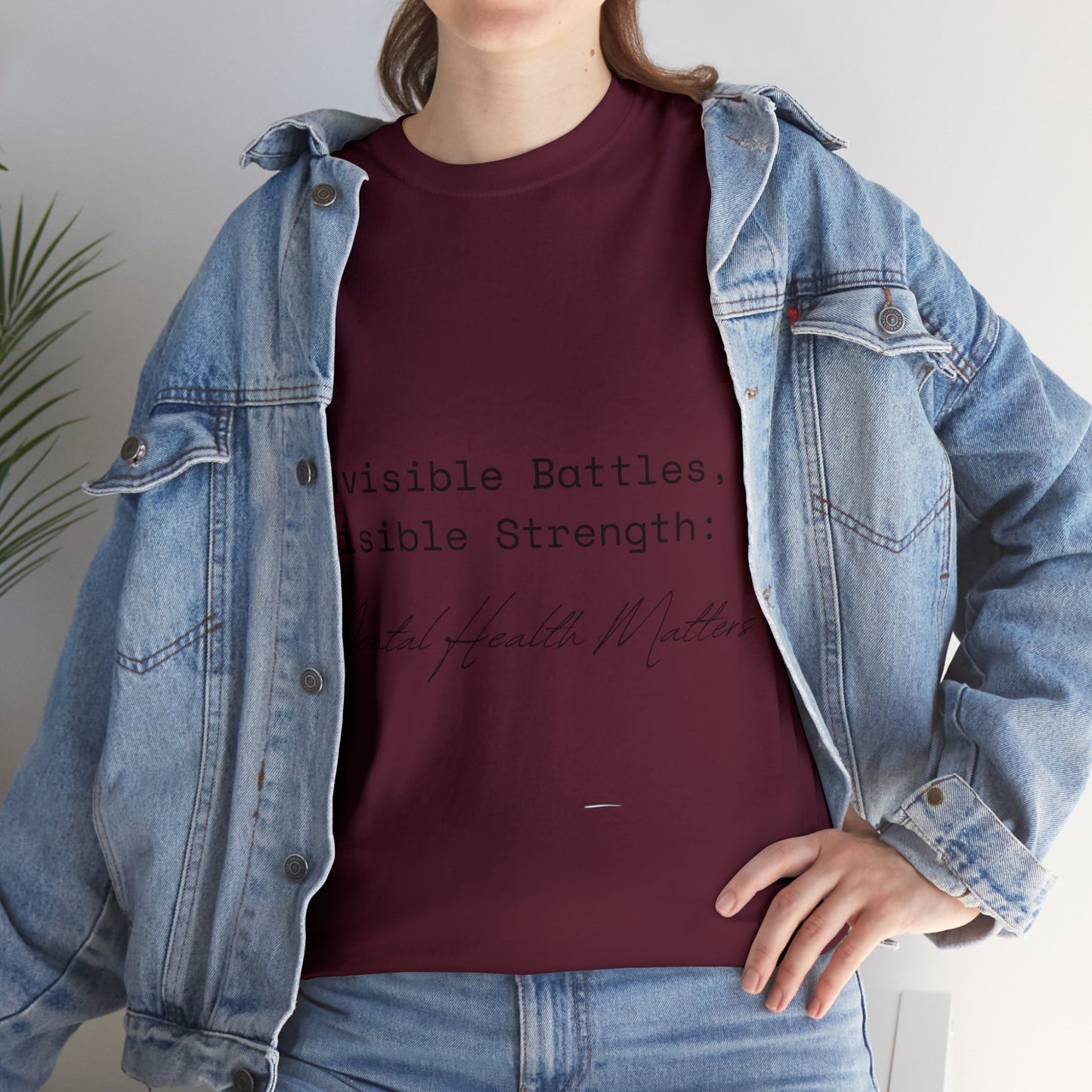 Unisex Heavy Cotton Tee - Invisible Battles, Visible Strength: Mental Health Matters