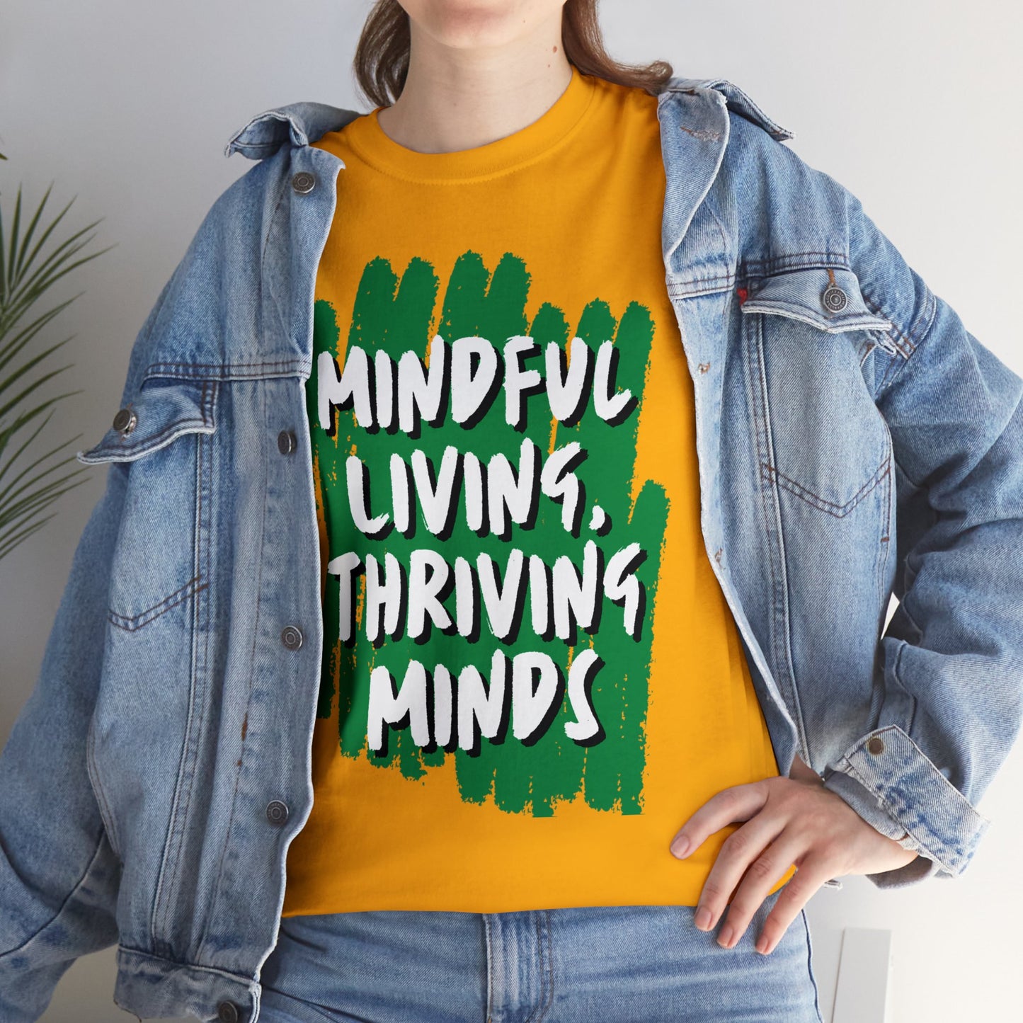 Unisex Heavy Cotton Tee - Mindful Living, Thriving Minds