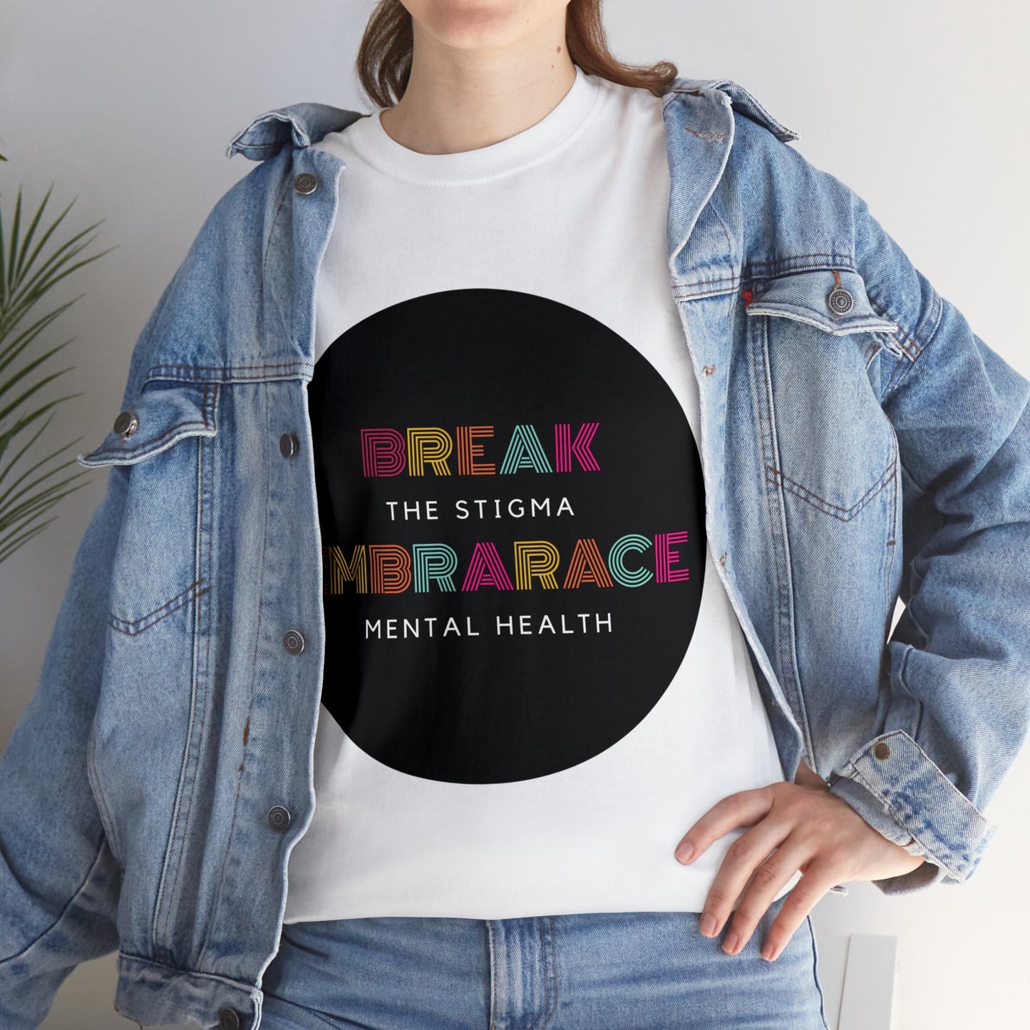 Unisex Heavy Cotton Tee - Break the Stigma, Embrace Mental Health