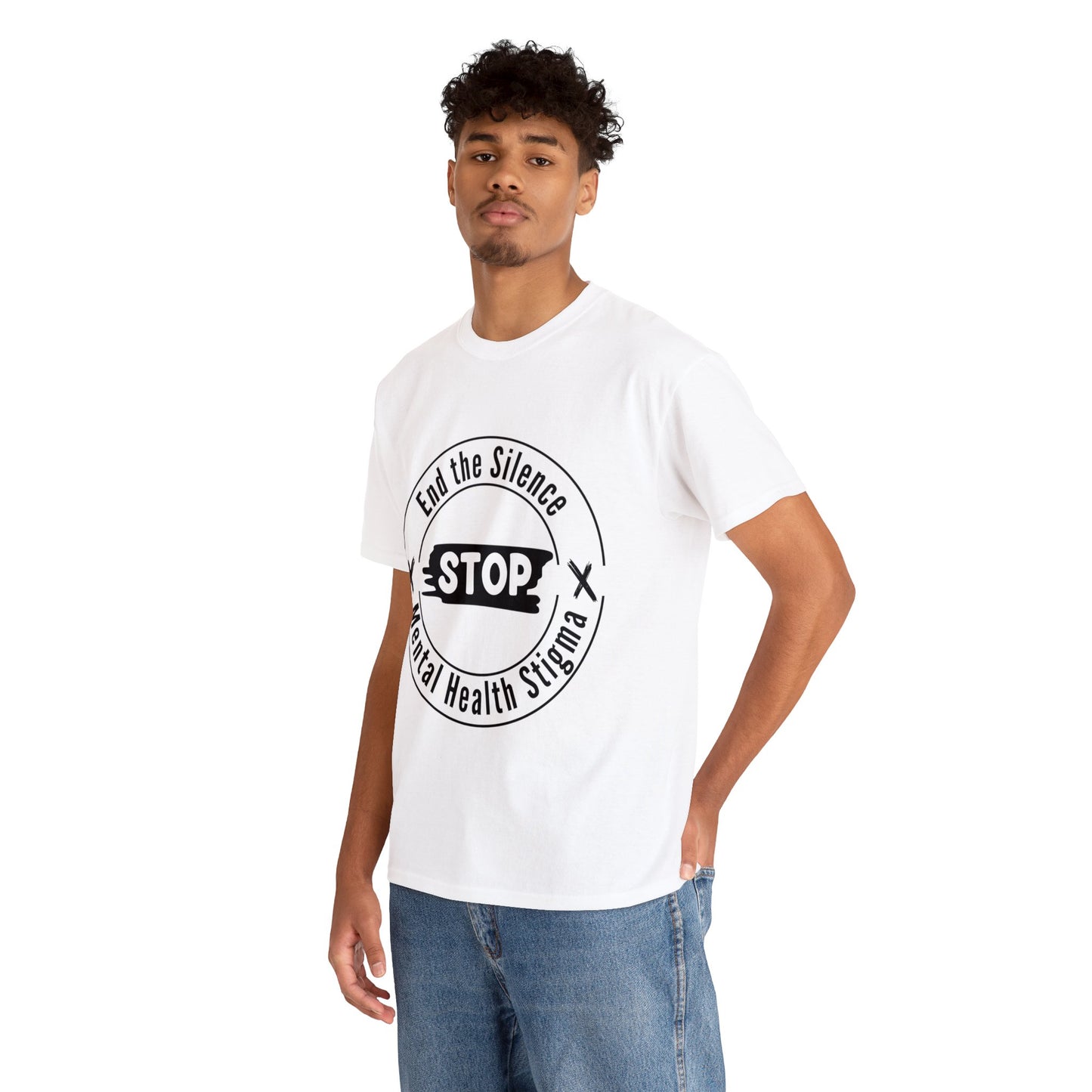 Unisex Heavy Cotton Tee - End the Silence, STOP Mental Health Stigma