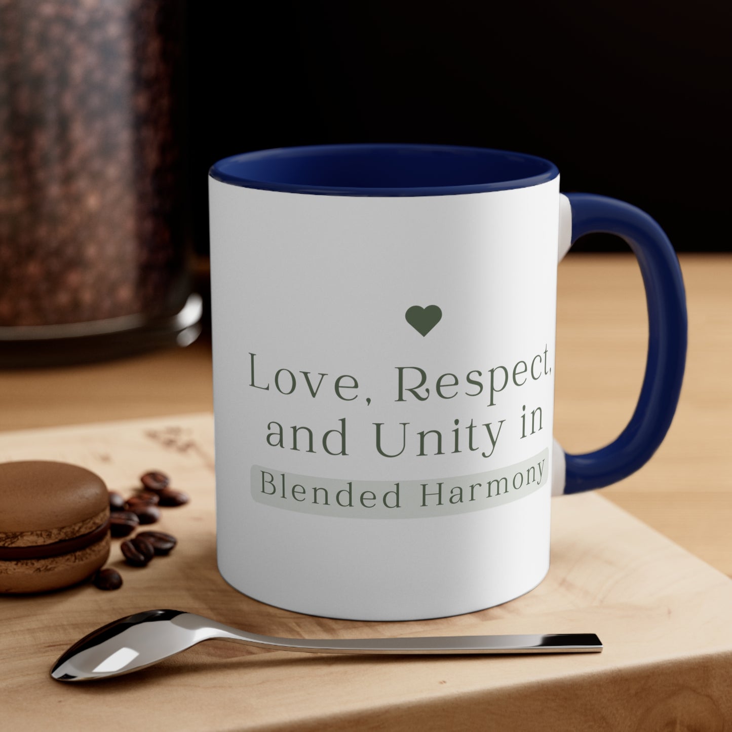 Accent Coffee Mug - Love, Respect, and Unity in Blended Harmony