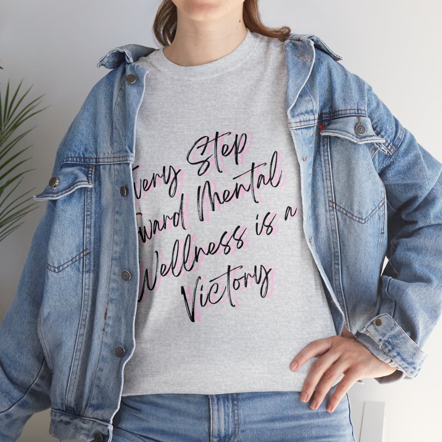 Unisex Heavy Cotton Tee - Every Step Toward Mental Wellness is a Victory