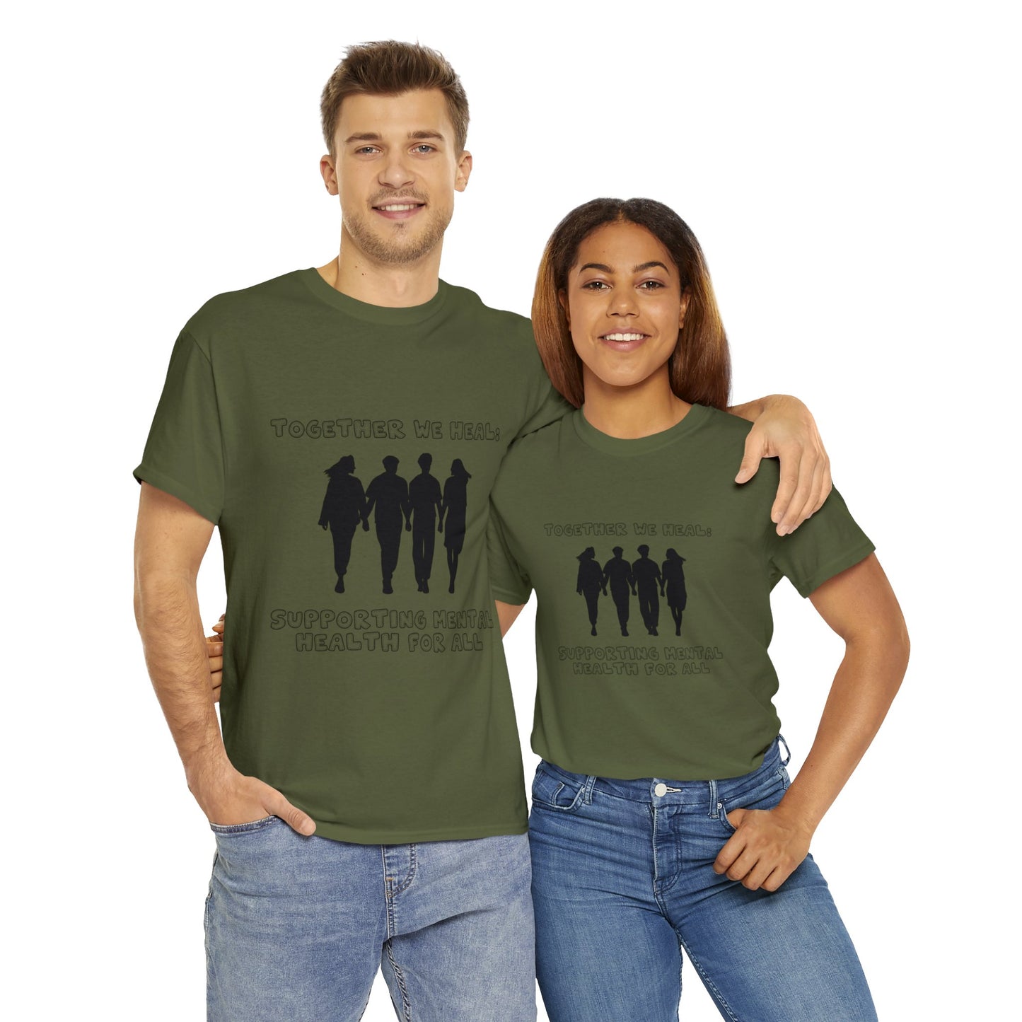 Unisex Heavy Cotton Tee -  Together We Heal: Supporting Mental Health for All