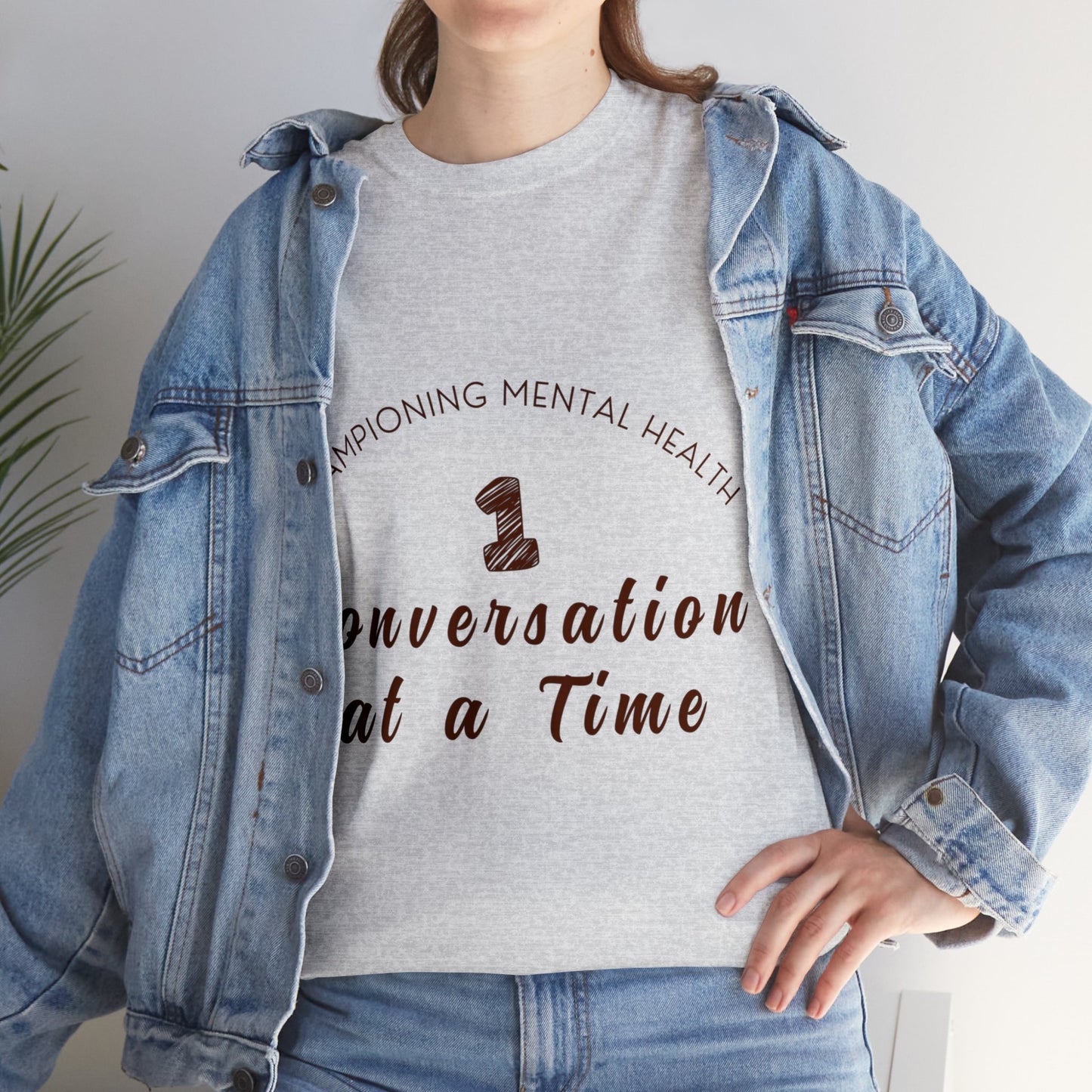 Unisex Heavy Cotton Tee - Championing Mental Health, One Conversation at a Time