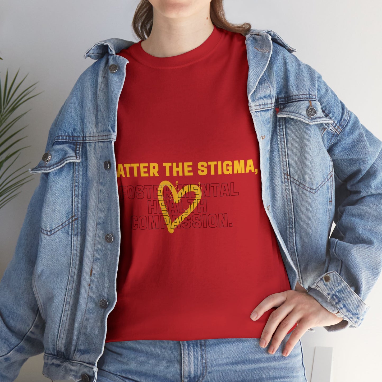 Unisex Heavy Cotton Tee - Shatter the Stigma, Foster Mental Health Compassion