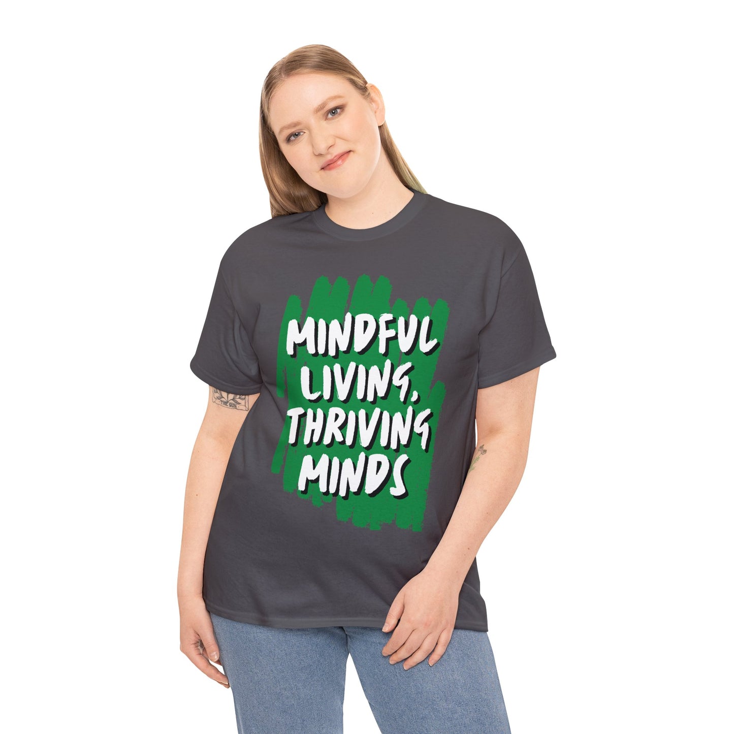 Unisex Heavy Cotton Tee - Mindful Living, Thriving Minds